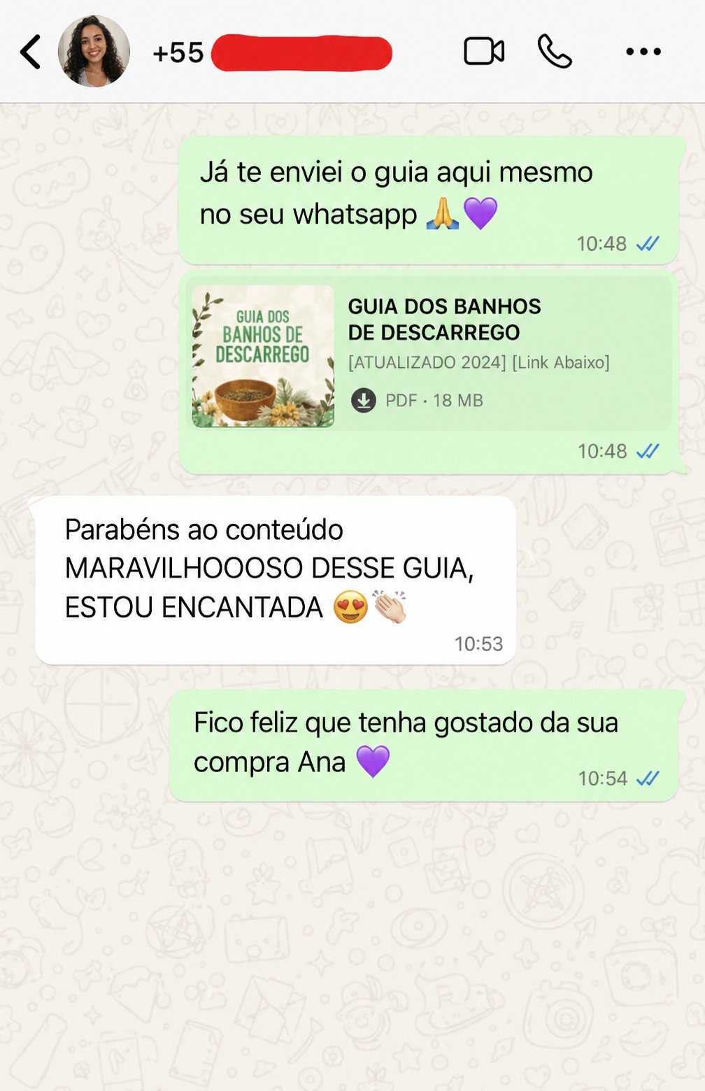 Depoimento de cliente 4 enviado por mensagem